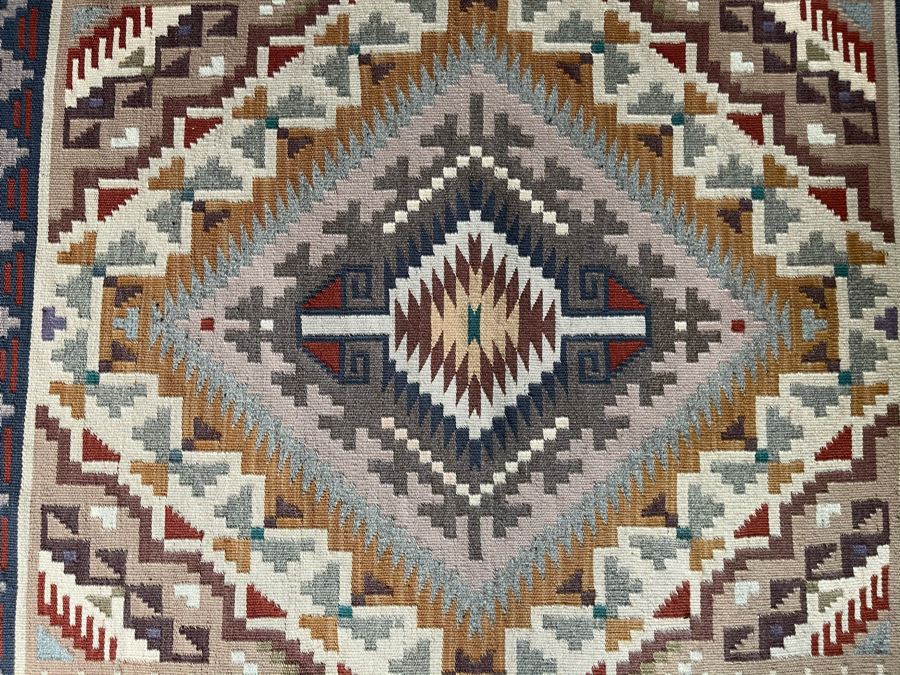 Vintage 1950s Navajo Wide Ruins Native American Vegetable Dye Rug 48 X 34 [Photo 5]