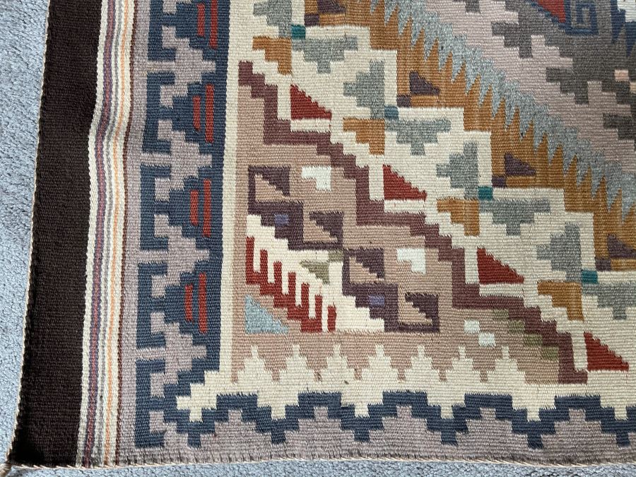 Vintage 1950s Navajo Wide Ruins Native American Vegetable Dye Rug 48 X 34 [Photo 8]
