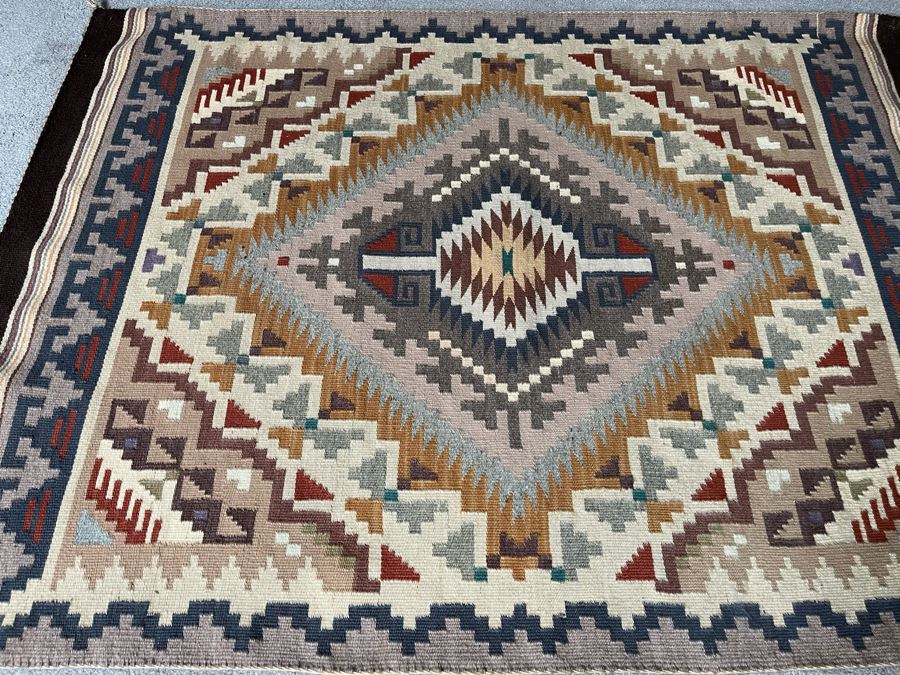 Vintage 1950s Navajo Wide Ruins Native American Vegetable Dye Rug 48 X 34 [Photo 11]