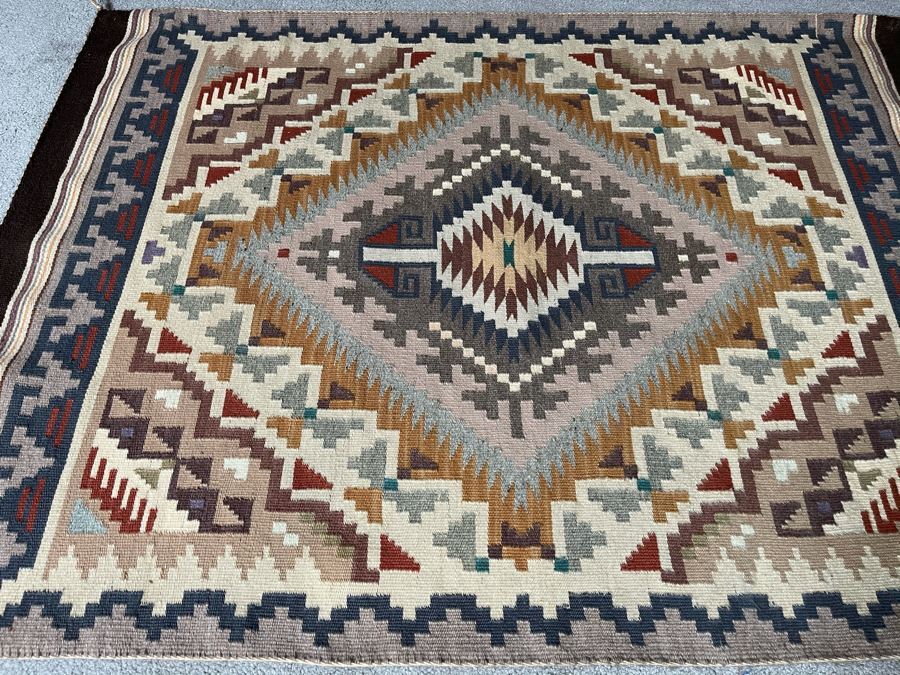 Vintage 1950s Navajo Wide Ruins Native American Vegetable Dye Rug 48 X 34 [Photo 10]