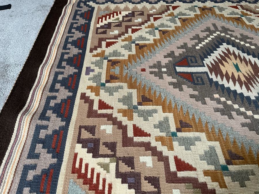 Vintage 1950s Navajo Wide Ruins Native American Vegetable Dye Rug 48 X 34 [Photo 9]