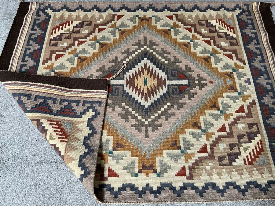 Vintage 1950s Navajo Wide Ruins Native American Vegetable Dye Rug 48 X 34 [Photo 12]