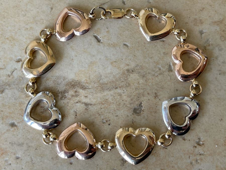 14K Gold Heart Design Bracelet 5.9g [Photo 3]