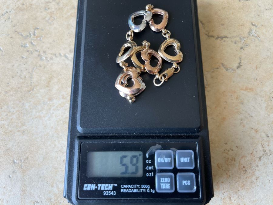 14K Gold Heart Design Bracelet 5.9g [Photo 5]