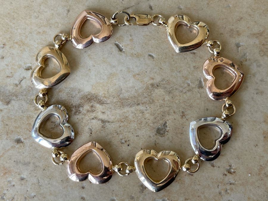 14K Gold Heart Design Bracelet 5.9g [Photo 2]