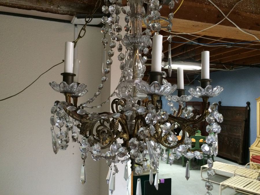 Stunning Vintage Gilded Crystal Chandelier [Photo 8]