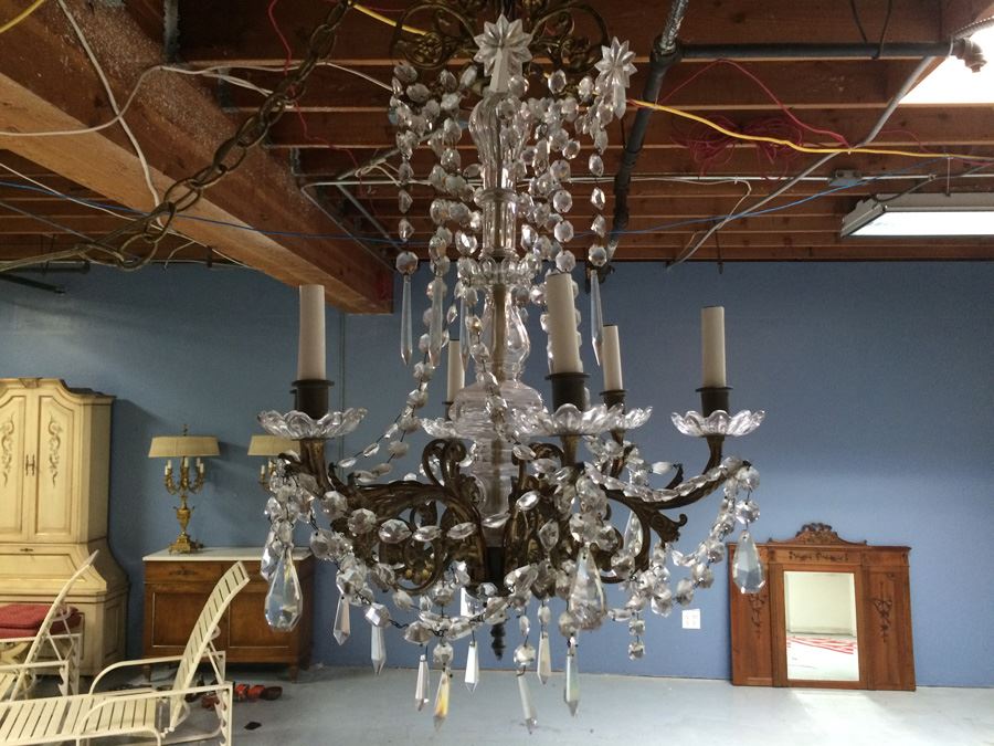 Stunning Vintage Gilded Crystal Chandelier [Photo 1]