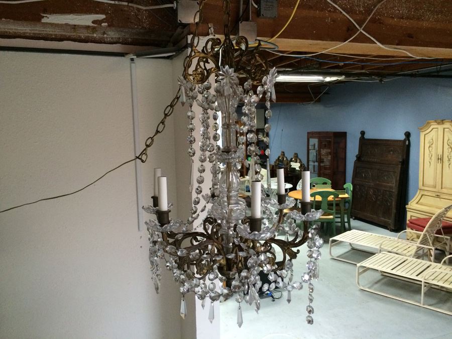 Stunning Vintage Gilded Crystal Chandelier [Photo 12]