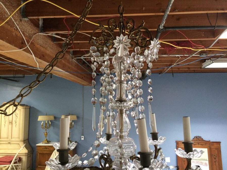 Stunning Vintage Gilded Crystal Chandelier [Photo 3]
