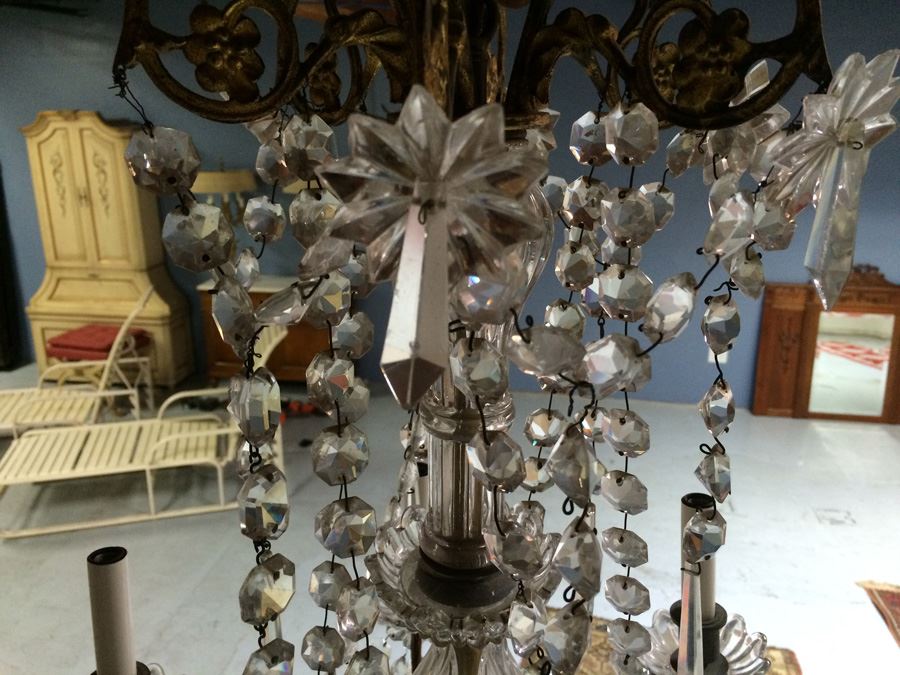 Stunning Vintage Gilded Crystal Chandelier [Photo 5]