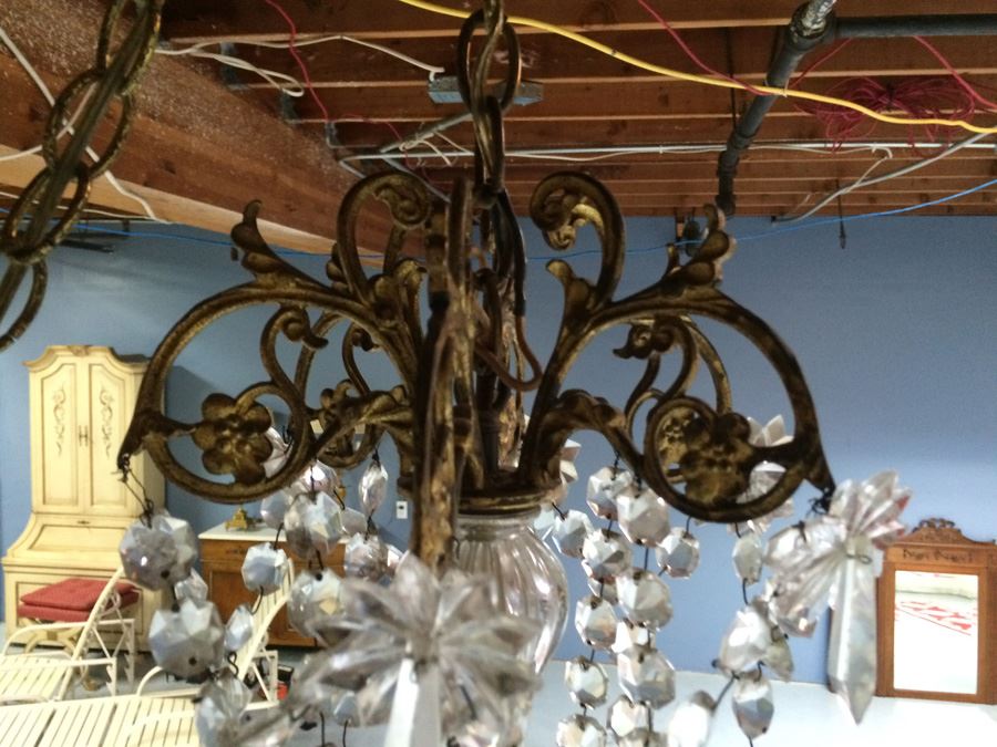 Stunning Vintage Gilded Crystal Chandelier [Photo 4]