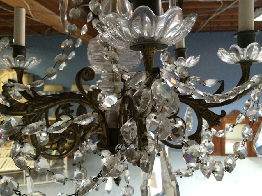 Stunning Vintage Gilded Crystal Chandelier [Photo 7]