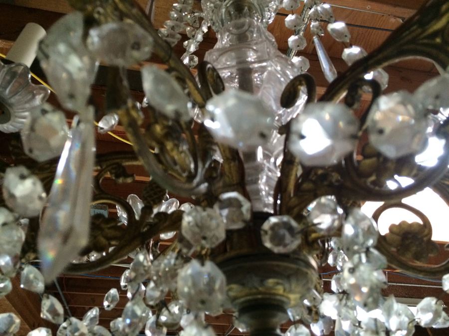 Stunning Vintage Gilded Crystal Chandelier [Photo 11]