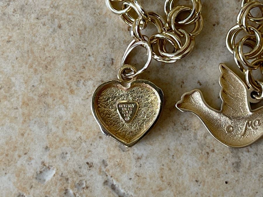 14K Gold Charm Bracelet By Beverly Hills Gold 7L 4.4g [Photo 2]
