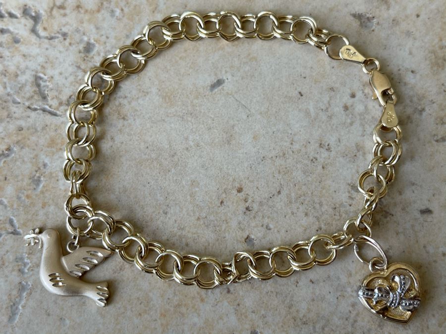 14K Gold Charm Bracelet By Beverly Hills Gold 7L 4.4g [Photo 3]