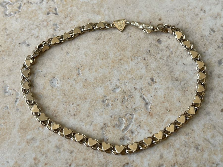 14K Gold Heart Design Bracelet By Beverly Hills Gold 7L 3.4g [Photo 3]