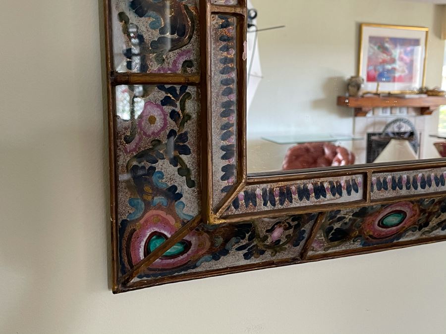 Hand Painted Glass Wall Mirror Made In Peru 24 X 32 [Photo 4]