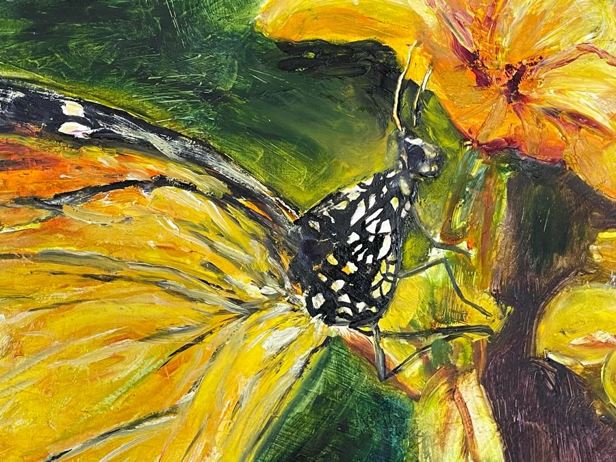 Original Joan Lohrey Butterfly Framed Oil Painting 30 X 20 [Photo 5]
