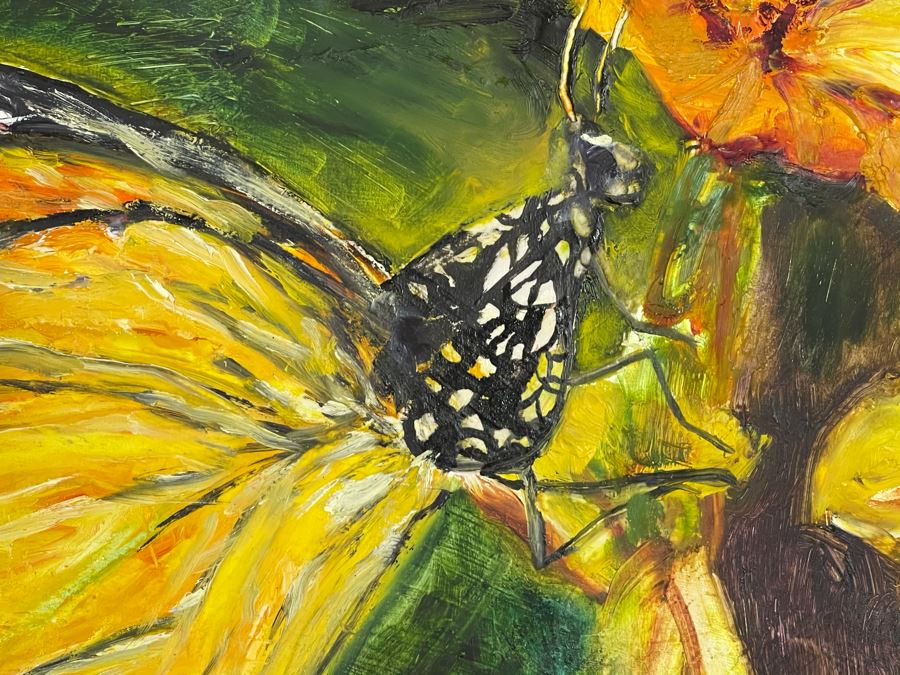 Original Joan Lohrey Butterfly Framed Oil Painting 30 X 20 [Photo 12]