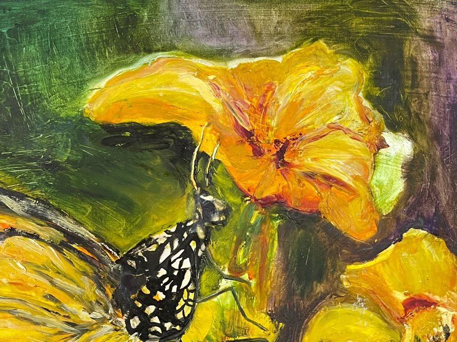 Original Joan Lohrey Butterfly Framed Oil Painting 30 X 20 [Photo 6]