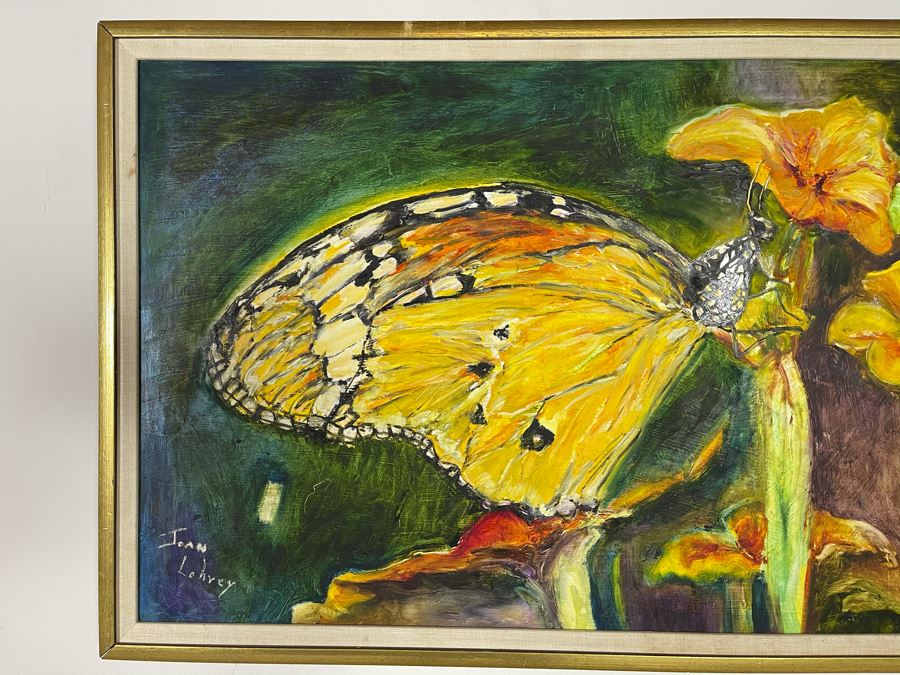 Original Joan Lohrey Butterfly Framed Oil Painting 30 X 20 [Photo 3]