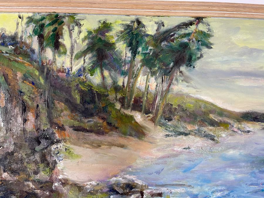 Original Joan Lohrey Seascape Shoreline Oil Painting 23 X 18 [Photo 3]