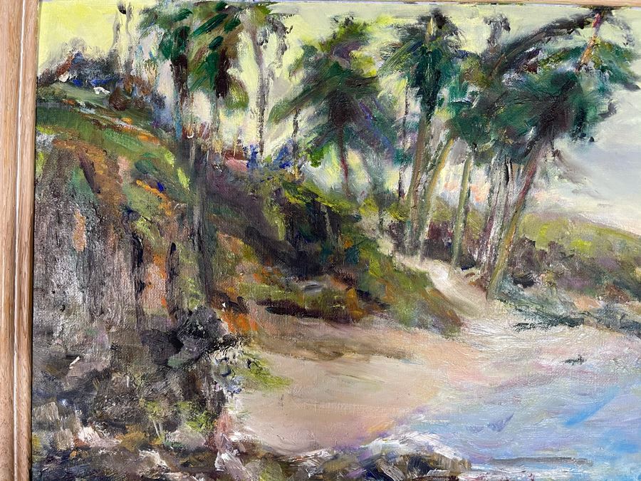 Original Joan Lohrey Seascape Shoreline Oil Painting 23 X 18 [Photo 4]