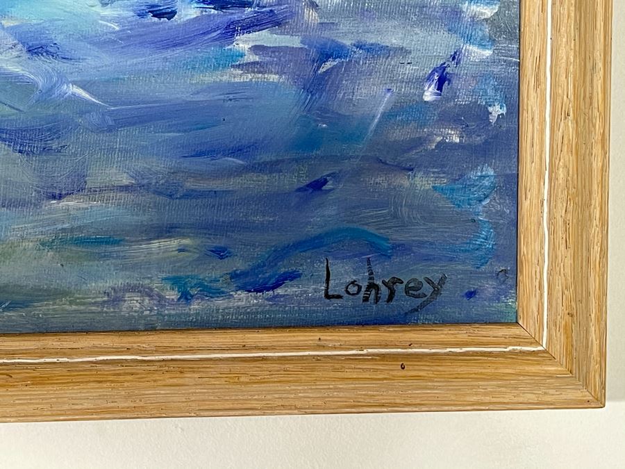 Original Joan Lohrey Seascape Shoreline Oil Painting 23 X 18 [Photo 6]