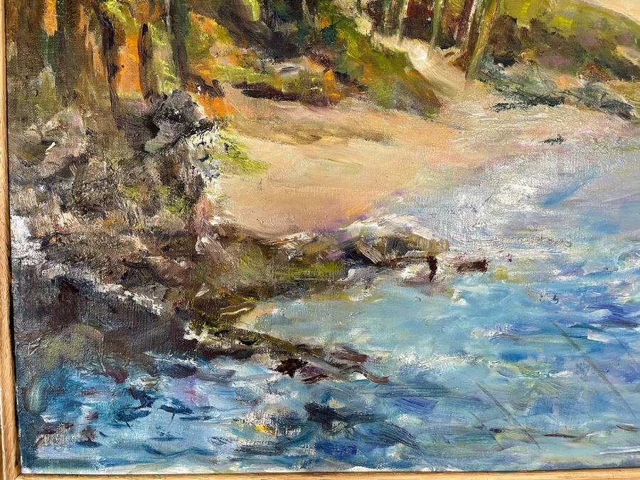 Original Joan Lohrey Seascape Shoreline Oil Painting 23 X 18 [Photo 5]