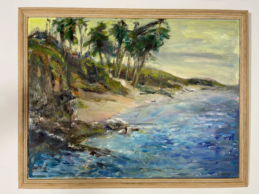 Original Joan Lohrey Seascape Shoreline Oil Painting 23 X 18 [Photo 2]