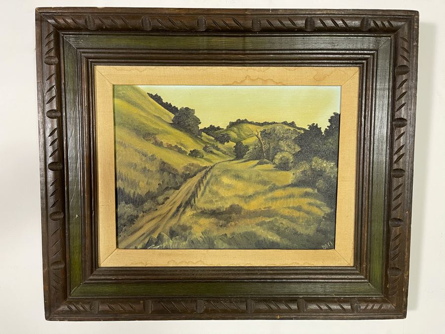 Original Dori Osterman (Pasadena) Framed Painting Titled 'Green Hills' 1972 16 X 12 [Photo 2]
