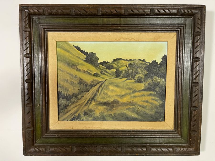 Original Dori Osterman (Pasadena) Framed Painting Titled 'Green Hills' 1972 16 X 12