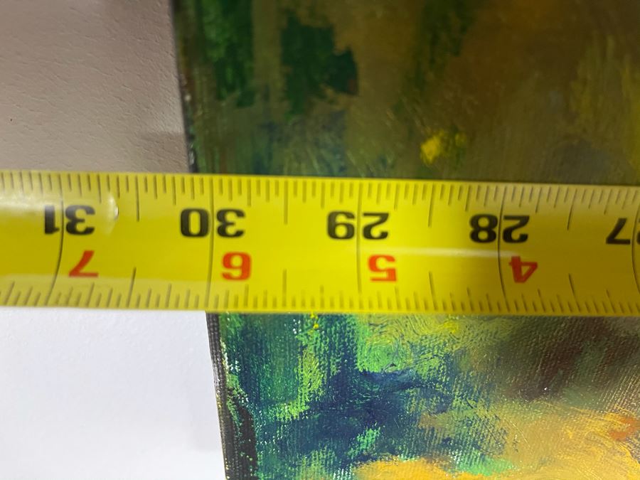 Original Joan Lohrey Oil Painting On Canvas Glowing Sky Over Flower Fields Signed JVV (Maiden Name) 30 X 40 [Photo 8]