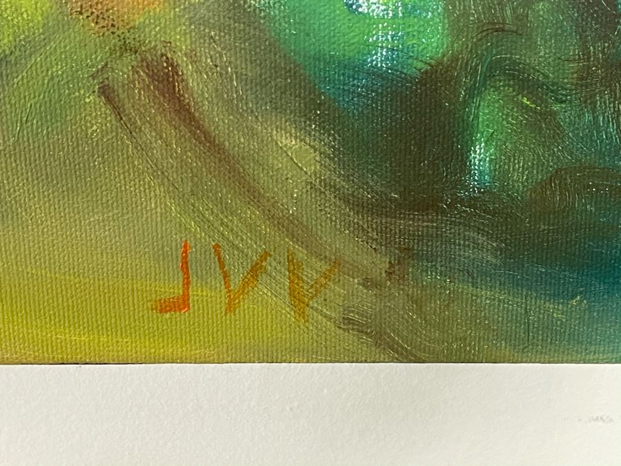 Original Joan Lohrey Oil Painting On Canvas Glowing Sky Over Flower Fields Signed JVV (Maiden Name) 30 X 40 [Photo 7]