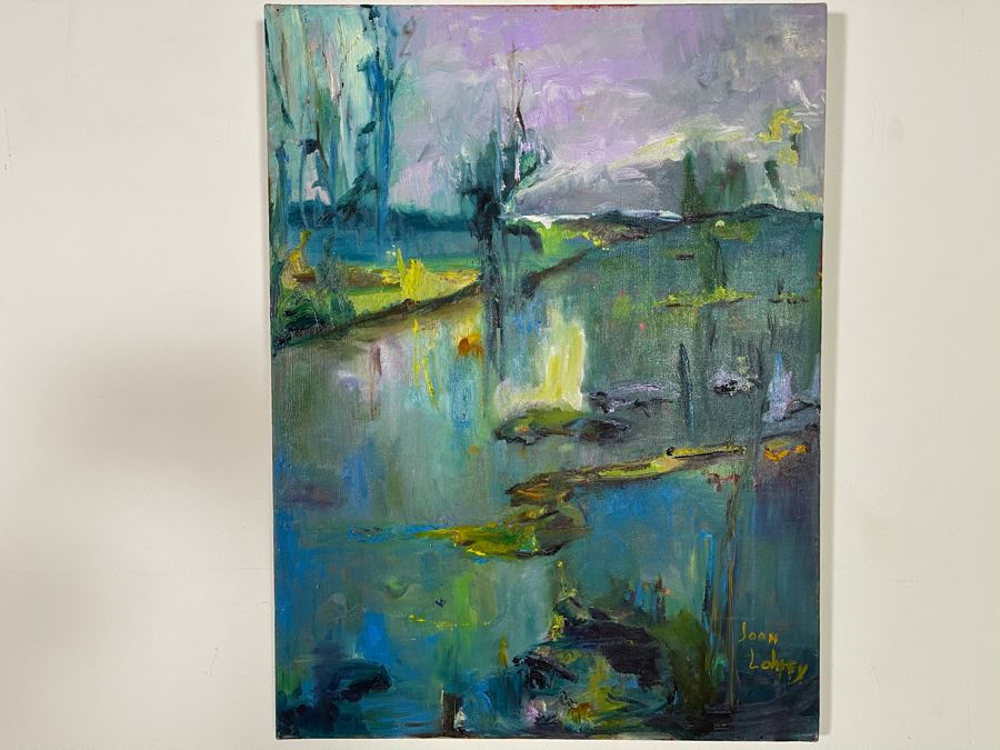 Original Joan Lohrey Abstract Expressionist Landscape Oil Painting On Canvas 18 X 24 [Photo 3]