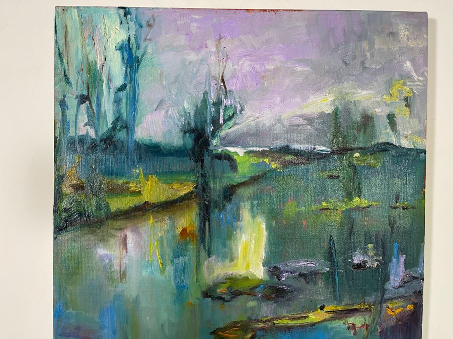 Original Joan Lohrey Abstract Expressionist Landscape Oil Painting On Canvas 18 X 24 [Photo 4]