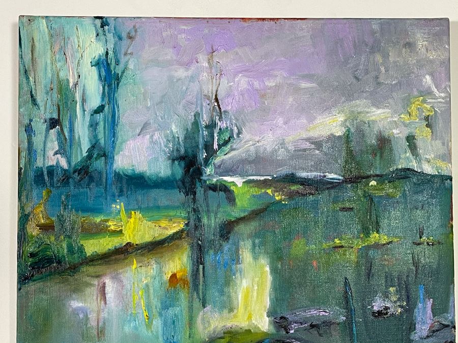 Original Joan Lohrey Abstract Expressionist Landscape Oil Painting On Canvas 18 X 24 [Photo 7]