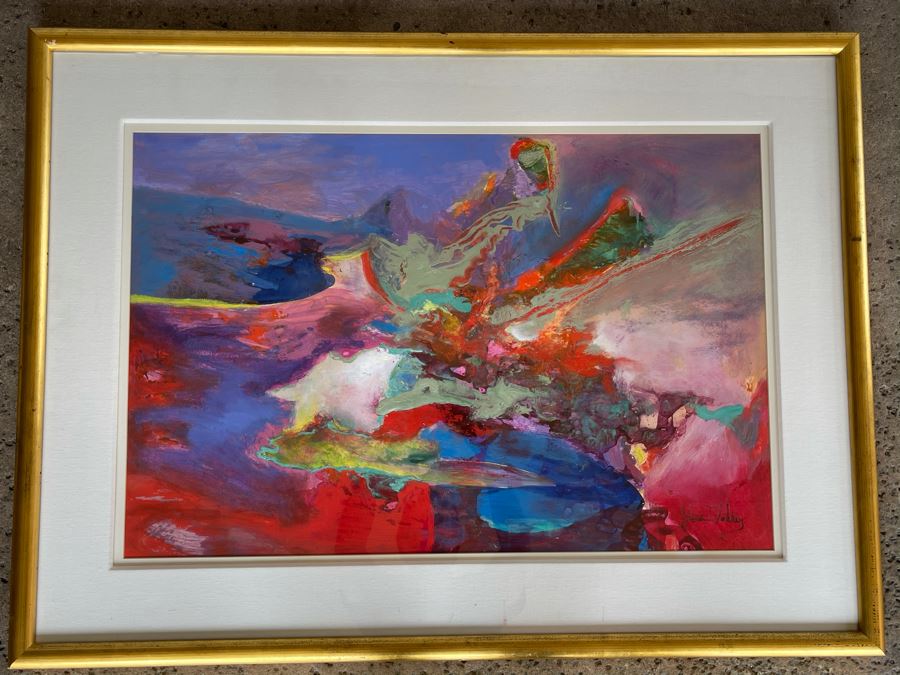 LARGE Original Joan Lohrey Framed Modernist Abstract Mixed Media Painting Titled 'Night Music' From Memphis TN Retailed For $4,000 (Painting Is Larger Than It Looks In Photos) 34 X 46