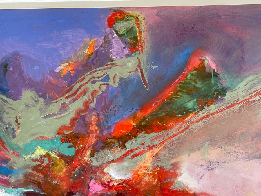 LARGE Original Joan Lohrey Framed Modernist Abstract Mixed Media Painting Titled 'Night Music' From Memphis TN Retailed For $4,000 (Painting Is Larger Than It Looks In Photos) 34 X 46 [Photo 11]