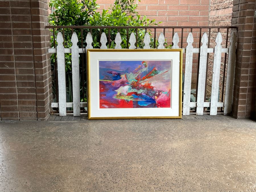 LARGE Original Joan Lohrey Framed Modernist Abstract Mixed Media Painting Titled 'Night Music' From Memphis TN Retailed For $4,000 (Painting Is Larger Than It Looks In Photos) 34 X 46 [Photo 2]