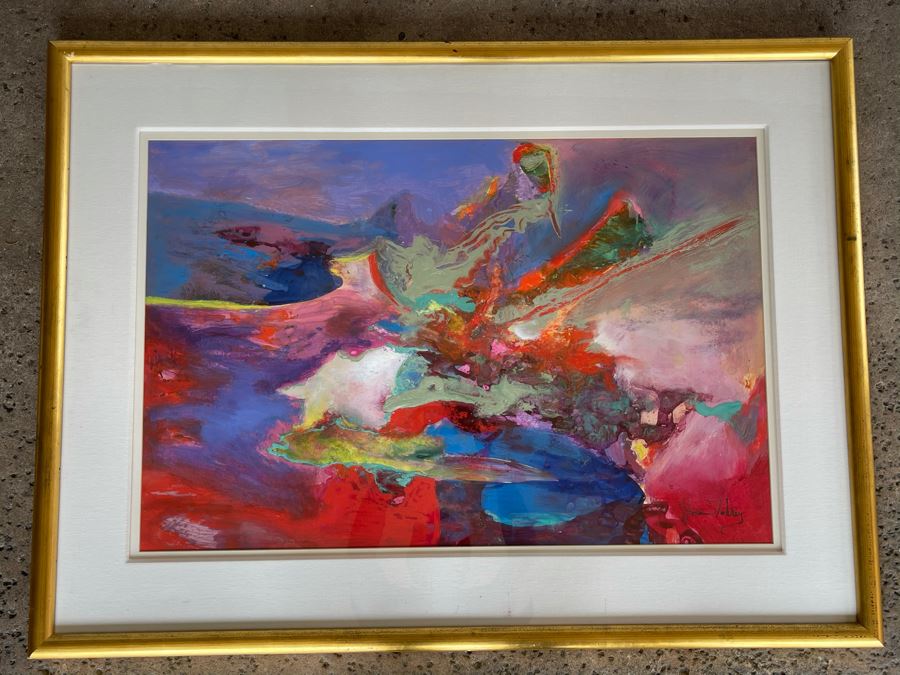 LARGE Original Joan Lohrey Framed Modernist Abstract Mixed Media Painting Titled 'Night Music' From Memphis TN Retailed For $4,000 (Painting Is Larger Than It Looks In Photos) 34 X 46 [Photo 4]