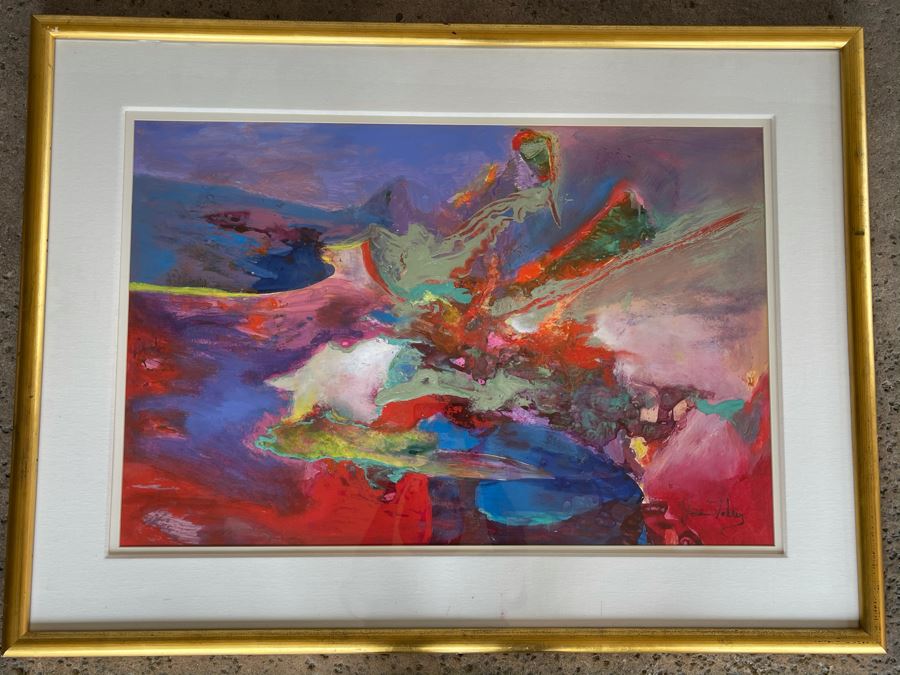 LARGE Original Joan Lohrey Framed Modernist Abstract Mixed Media Painting Titled 'Night Music' From Memphis TN Retailed For $4,000 (Painting Is Larger Than It Looks In Photos) 34 X 46 [Photo 7]