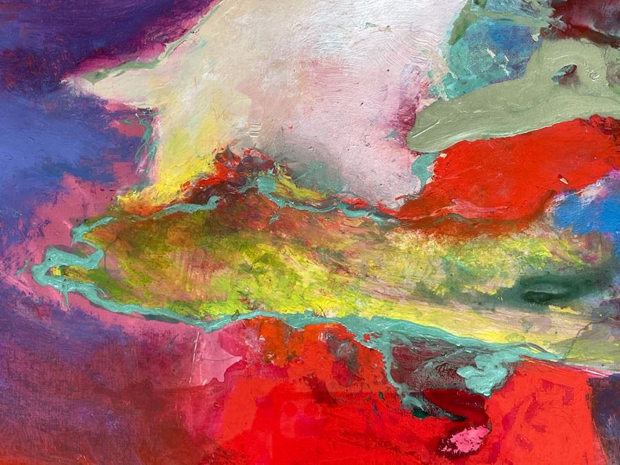 LARGE Original Joan Lohrey Framed Modernist Abstract Mixed Media Painting Titled 'Night Music' From Memphis TN Retailed For $4,000 (Painting Is Larger Than It Looks In Photos) 34 X 46 [Photo 14]