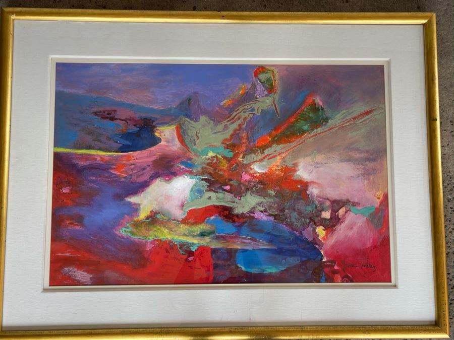 LARGE Original Joan Lohrey Framed Modernist Abstract Mixed Media Painting Titled 'Night Music' From Memphis TN Retailed For $4,000 (Painting Is Larger Than It Looks In Photos) 34 X 46 [Photo 6]