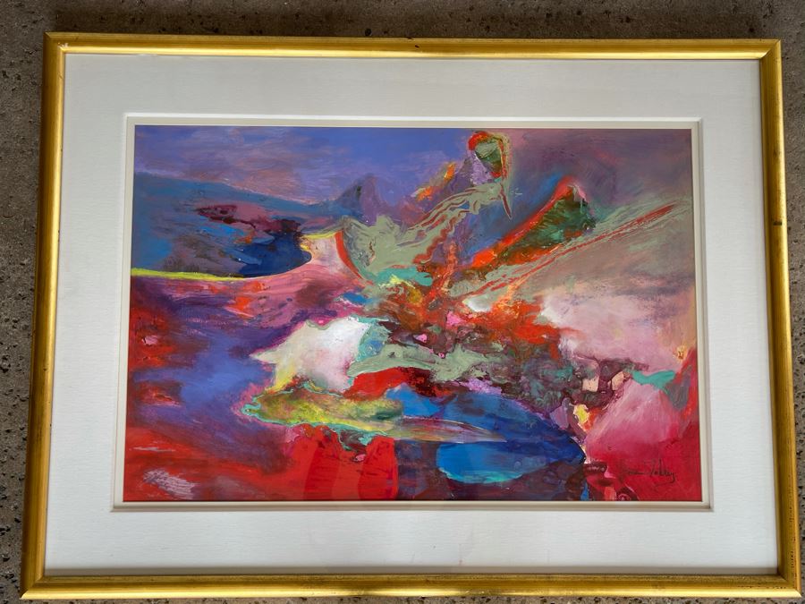 LARGE Original Joan Lohrey Framed Modernist Abstract Mixed Media Painting Titled 'Night Music' From Memphis TN Retailed For $4,000 (Painting Is Larger Than It Looks In Photos) 34 X 46 [Photo 5]