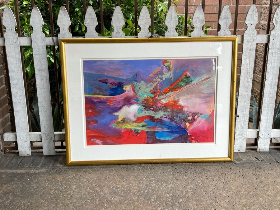 LARGE Original Joan Lohrey Framed Modernist Abstract Mixed Media Painting Titled 'Night Music' From Memphis TN Retailed For $4,000 (Painting Is Larger Than It Looks In Photos) 34 X 46 [Photo 3]