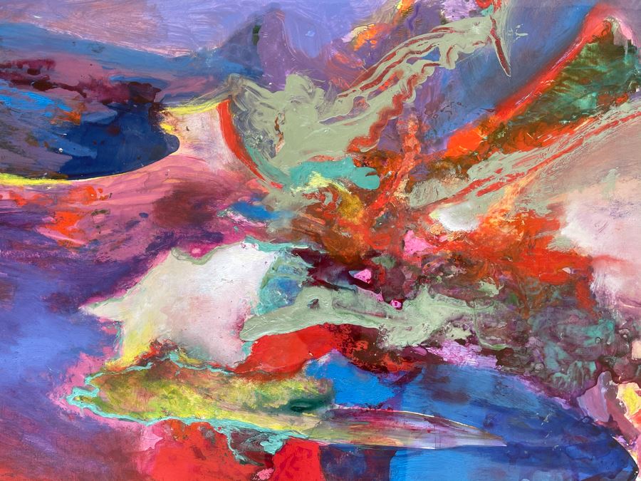 LARGE Original Joan Lohrey Framed Modernist Abstract Mixed Media Painting Titled 'Night Music' From Memphis TN Retailed For $4,000 (Painting Is Larger Than It Looks In Photos) 34 X 46 [Photo 10]