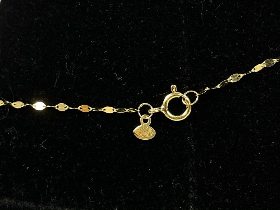14K Gold Italian Necklace With 14K Gold Pendants 18L 1.9g [Photo 8]
