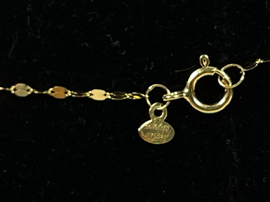 14K Gold Italian Necklace With 14K Gold Pendants 18L 1.9g [Photo 9]