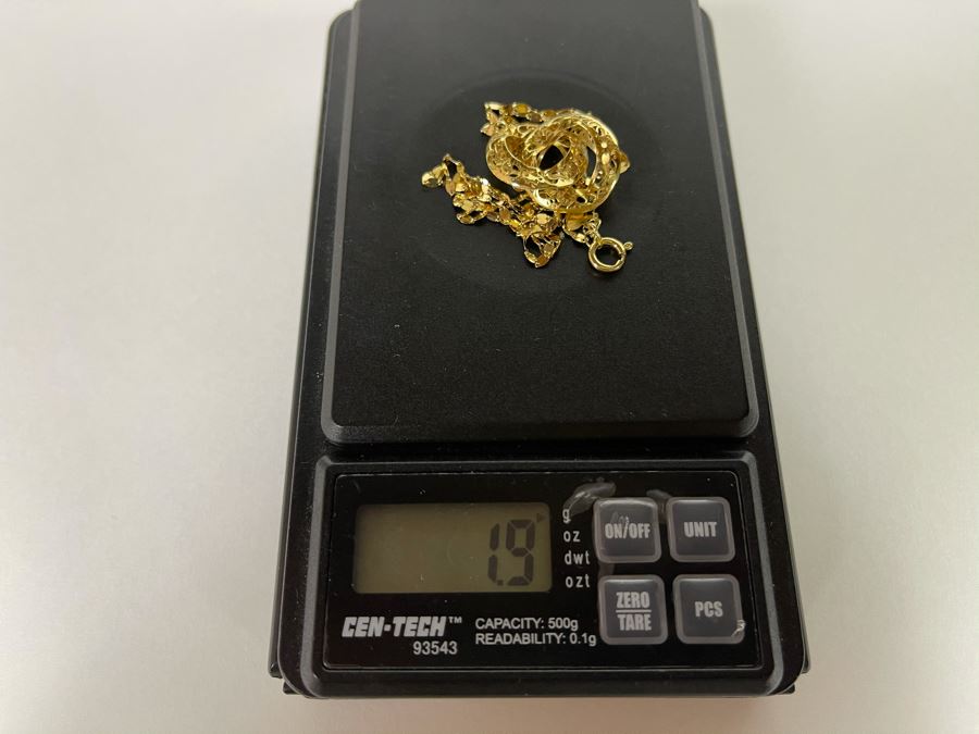 14K Gold Italian Necklace With 14K Gold Pendants 18L 1.9g [Photo 13]